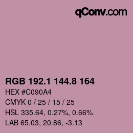 カラーコード: RGB 192.1 144.8 164 | qconv.com