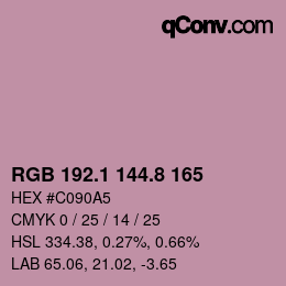 カラーコード: RGB 192.1 144.8 165 | qconv.com