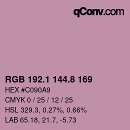 カラーコード: RGB 192.1 144.8 169 | qconv.com