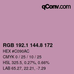 Color code: RGB 192.1 144.8 172 | qconv.com