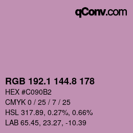 Color code: RGB 192.1 144.8 178 | qconv.com