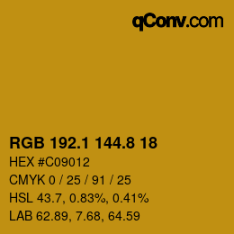 カラーコード: RGB 192.1 144.8 18 | qconv.com