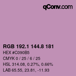 カラーコード: RGB 192.1 144.8 181 | qconv.com