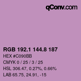 カラーコード: RGB 192.1 144.8 187 | qconv.com