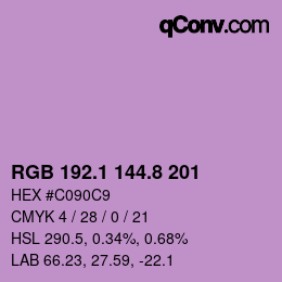 カラーコード: RGB 192.1 144.8 201 | qconv.com