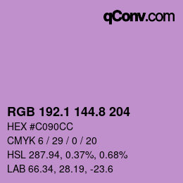 カラーコード: RGB 192.1 144.8 204 | qconv.com