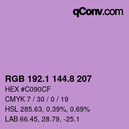 カラーコード: RGB 192.1 144.8 207 | qconv.com