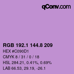 カラーコード: RGB 192.1 144.8 209 | qconv.com