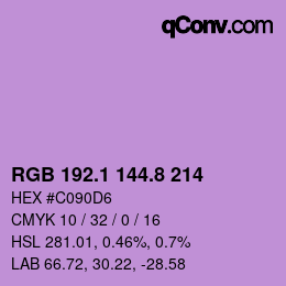 カラーコード: RGB 192.1 144.8 214 | qconv.com