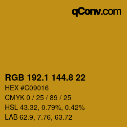 カラーコード: RGB 192.1 144.8 22 | qconv.com