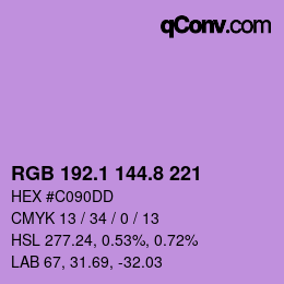 カラーコード: RGB 192.1 144.8 221 | qconv.com