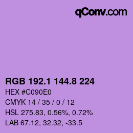 カラーコード: RGB 192.1 144.8 224 | qconv.com