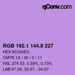 カラーコード: RGB 192.1 144.8 227 | qconv.com