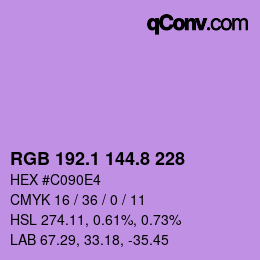 カラーコード: RGB 192.1 144.8 228 | qconv.com