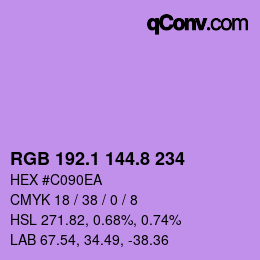 カラーコード: RGB 192.1 144.8 234 | qconv.com