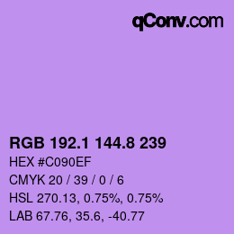 カラーコード: RGB 192.1 144.8 239 | qconv.com