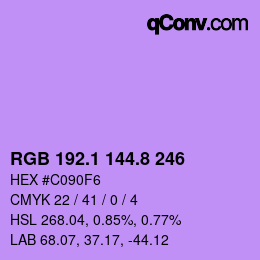 カラーコード: RGB 192.1 144.8 246 | qconv.com