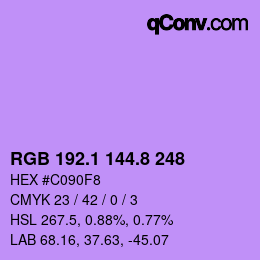 カラーコード: RGB 192.1 144.8 248 | qconv.com