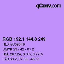 カラーコード: RGB 192.1 144.8 249 | qconv.com