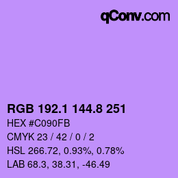 カラーコード: RGB 192.1 144.8 251 | qconv.com