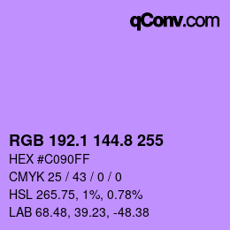 カラーコード: RGB 192.1 144.8 255 | qconv.com