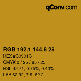 カラーコード: RGB 192.1 144.8 28 | qconv.com