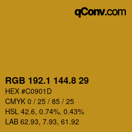 カラーコード: RGB 192.1 144.8 29 | qconv.com