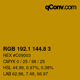 カラーコード: RGB 192.1 144.8 3 | qconv.com