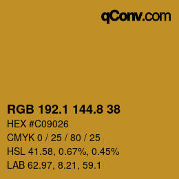 カラーコード: RGB 192.1 144.8 38 | qconv.com