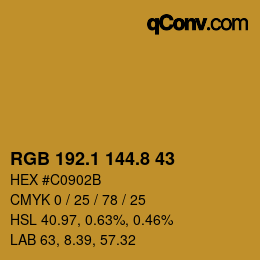 カラーコード: RGB 192.1 144.8 43 | qconv.com