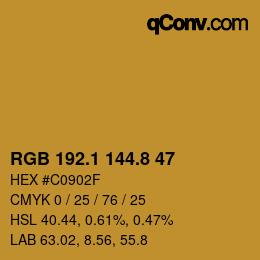 Color code: RGB 192.1 144.8 47 | qconv.com