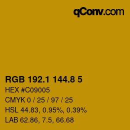 カラーコード: RGB 192.1 144.8 5 | qconv.com