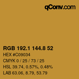 Color code: RGB 192.1 144.8 52 | qconv.com