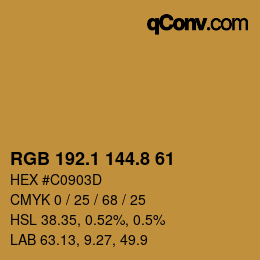Color code: RGB 192.1 144.8 61 | qconv.com