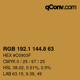 カラーコード: RGB 192.1 144.8 63 | qconv.com