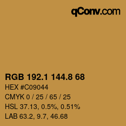 カラーコード: RGB 192.1 144.8 68 | qconv.com