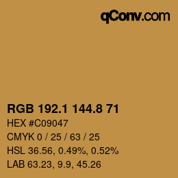 Color code: RGB 192.1 144.8 71 | qconv.com