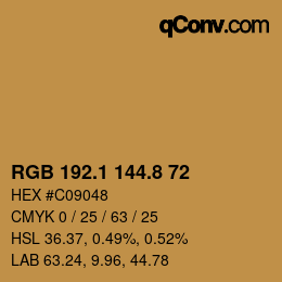 Color code: RGB 192.1 144.8 72 | qconv.com
