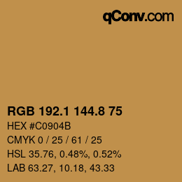 Color code: RGB 192.1 144.8 75 | qconv.com