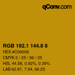 カラーコード: RGB 192.1 144.8 8 | qconv.com