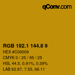 カラーコード: RGB 192.1 144.8 9 | qconv.com