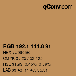 Color code: RGB 192.1 144.8 91 | qconv.com