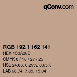 Color code: RGB 192.1 162 141 | qconv.com