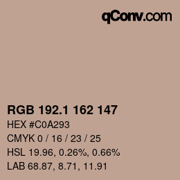 カラーコード: RGB 192.1 162 147 | qconv.com