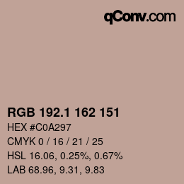 Color code: RGB 192.1 162 151 | qconv.com