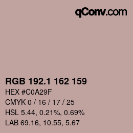 Color code: RGB 192.1 162 159 | qconv.com