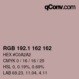 Color code: RGB 192.1 162 162 | qconv.com