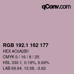 カラーコード: RGB 192.1 162 177 | qconv.com