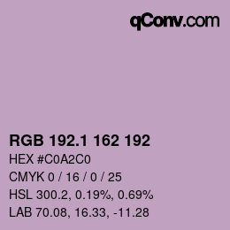 カラーコード: RGB 192.1 162 192 | qconv.com