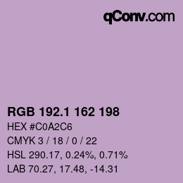 カラーコード: RGB 192.1 162 198 | qconv.com